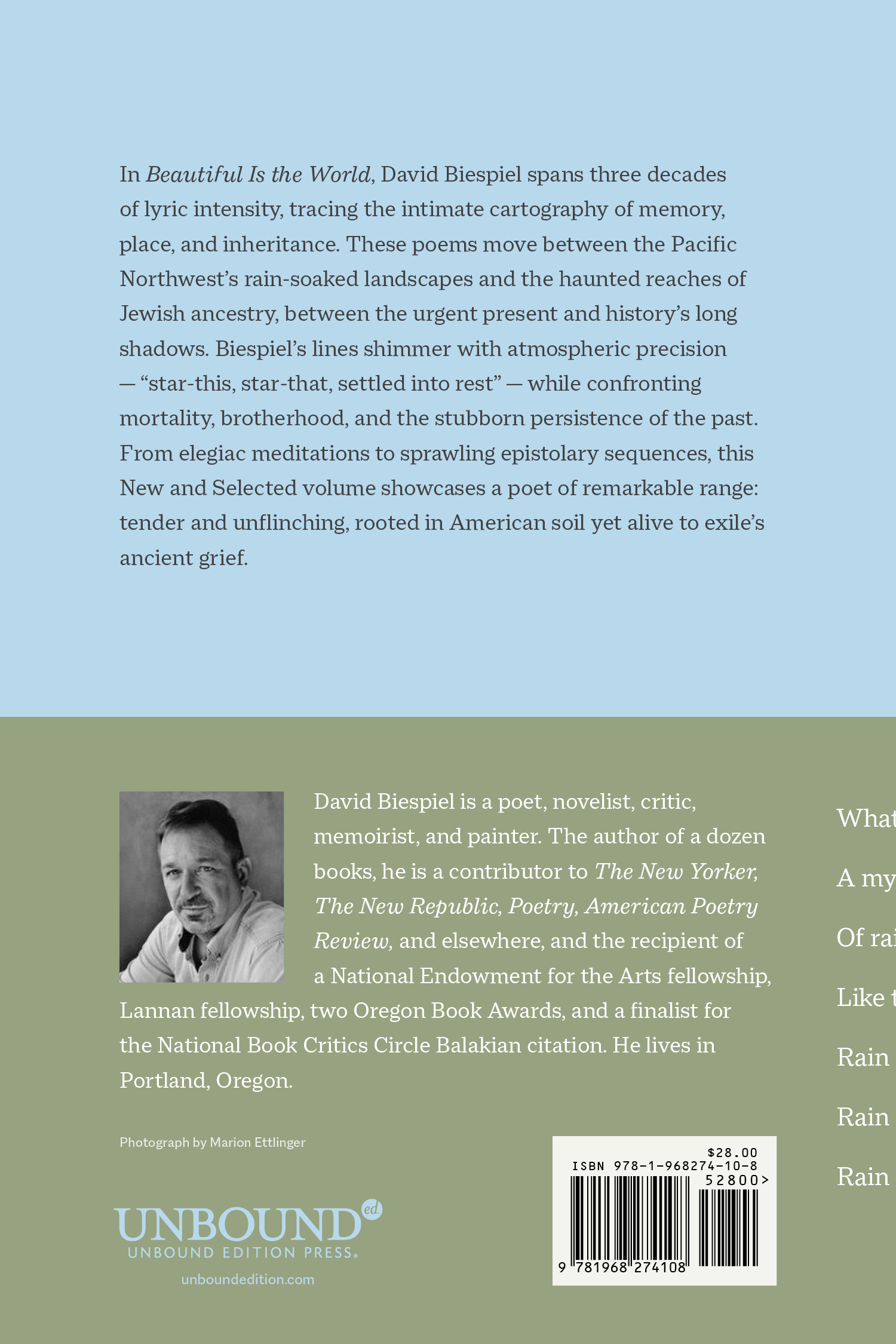Beautiful Is the World: New and Selected Poems, 1996-2026 | David Biespiel | Poetry - Image 2